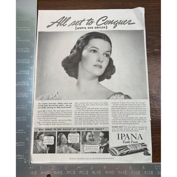 1938 Ipana Tooth Paste Vintage Print Ad Tooth Decay Dingy Teeth - Picture 3 of 6